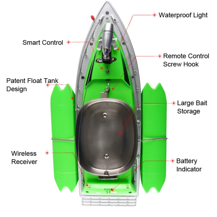 Electric Wireless Remote Control Fishing Bait Boat with Remote Controller(Green)