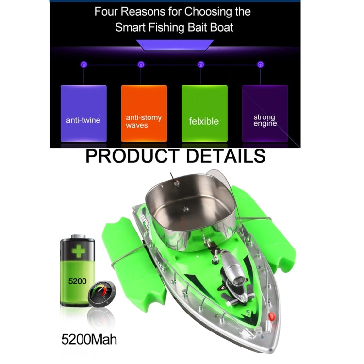 Electric Wireless Remote Control Fishing Bait Boat with Remote Controller(Green)
