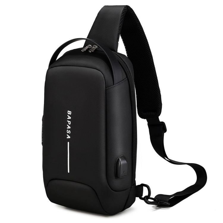 BAPASA A-177 Men Anti-theft Energetic Crossbody Bag with USB Port(Black)