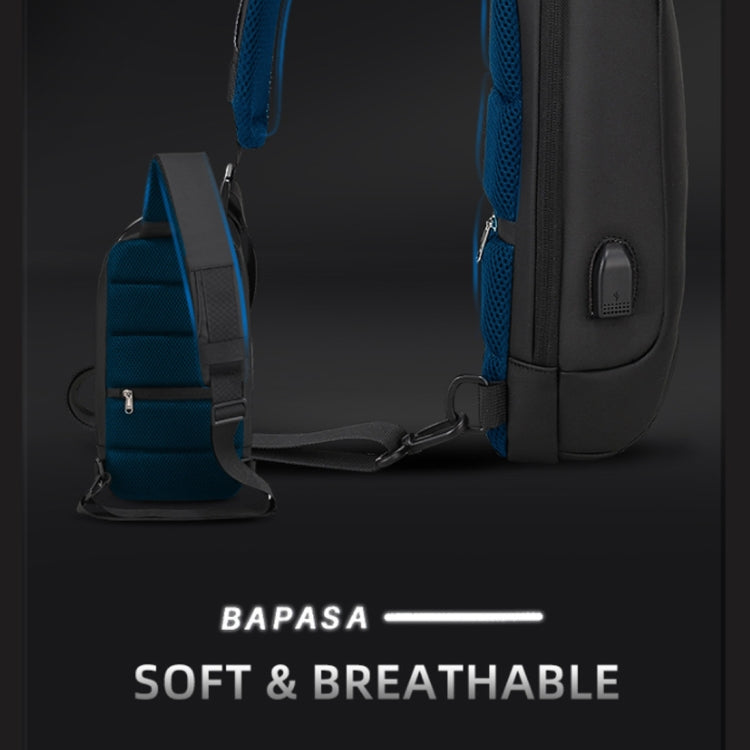 BAPASA A-177 Men Anti-theft Energetic Crossbody Bag with USB Port(Black)