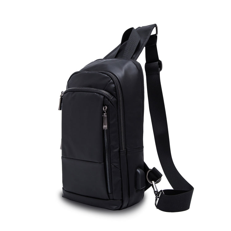 BAPASA X0001 Men Outdoor Sports Crossbody Bag with USB Port(Black)