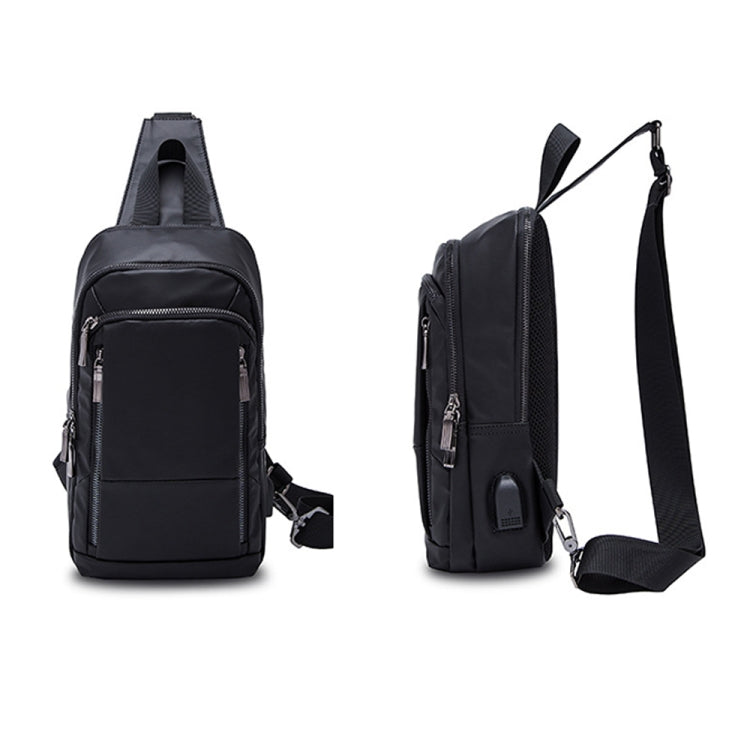 BAPASA X0001 Men Outdoor Sports Crossbody Bag with USB Port(Black)