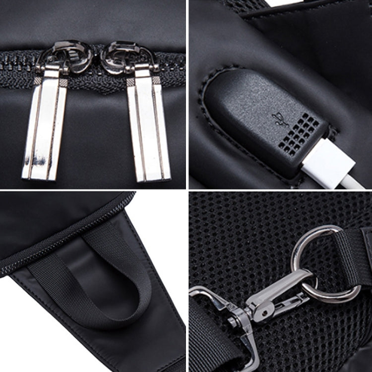 BAPASA X0001 Men Outdoor Sports Crossbody Bag with USB Port(Black)