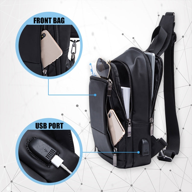 BAPASA X0001 Men Outdoor Sports Crossbody Bag with USB Port(Black)
