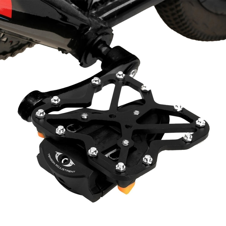 2 PCS Clipless Adapter Bike Pedal Adapters + 2 PCS SPD-SL Cleats Set Bicycle Pedals Platform Adapters with Road Cleat, Size: Large(Black)