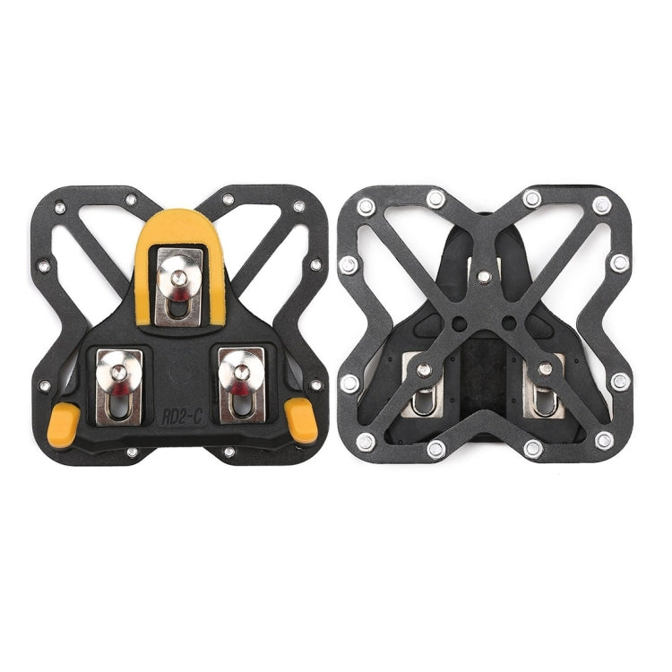 2 PCS Clipless Adapter Bike Pedal Adapters + 2 PCS SPD-SL Cleats Set Bicycle Pedals Platform Adapters with Road Cleat, Size: Large(Black)