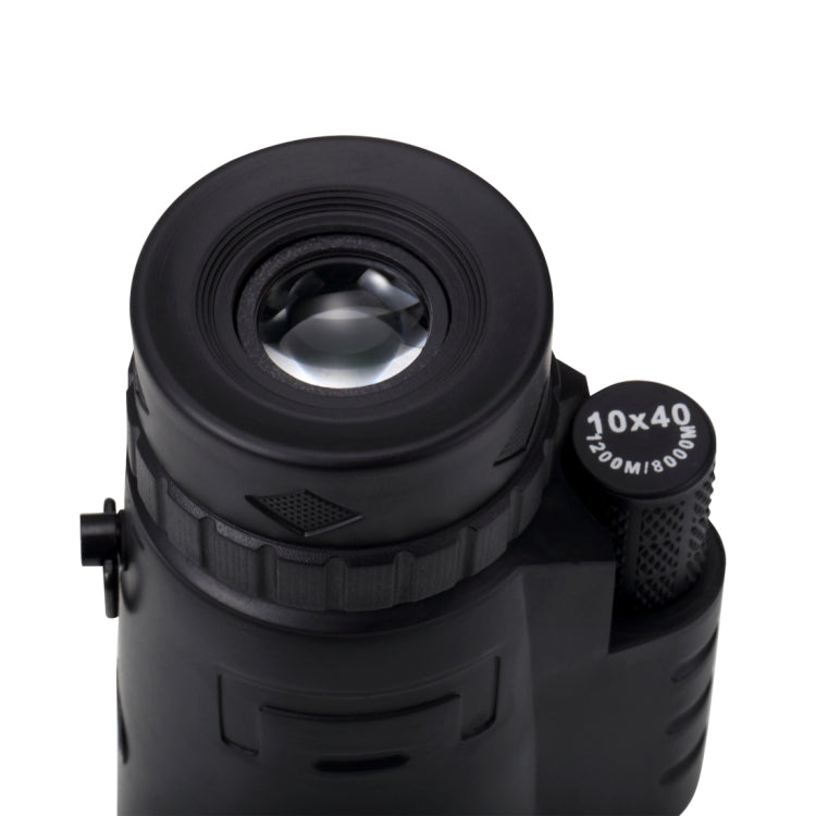 10x40mm Life Waterproof Optical Monocular Telescope with Universal Holder Clip, Clip Suitable for Width 5.8cm-9.2cm Mobile Phones(Black)