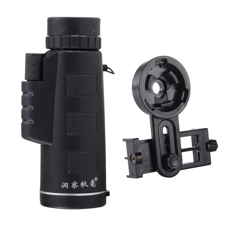 10x40mm Life Waterproof Optical Monocular Telescope with Universal Holder Clip, Clip Suitable for Width 5.8cm-9.2cm Mobile Phones(Black)