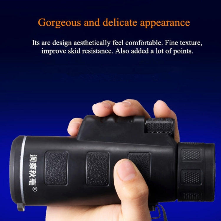 10x40mm Life Waterproof Optical Monocular Telescope with Universal Holder Clip, Clip Suitable for Width 5.8cm-9.2cm Mobile Phones(Black)