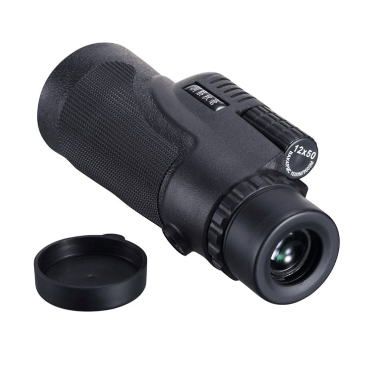 12x50mm Life Waterproof Optical Monocular Telescope with Universal Holder Clip, Clip Suitable for Width 5.8cm-9.2cm Mobile Phones(Black)