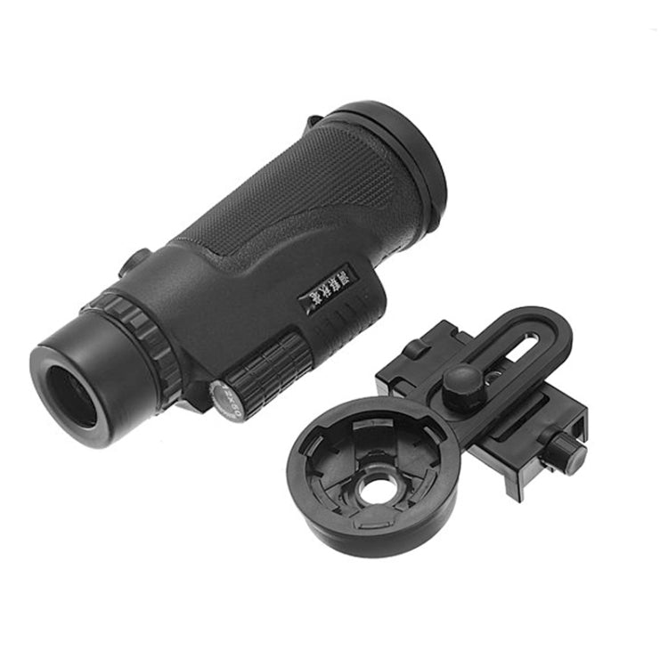 12x50mm Life Waterproof Optical Monocular Telescope with Universal Holder Clip, Clip Suitable for Width 5.8cm-9.2cm Mobile Phones(Black)