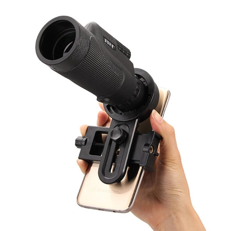 12x50mm Life Waterproof Optical Monocular Telescope with Universal Holder Clip, Clip Suitable for Width 5.8cm-9.2cm Mobile Phones(Black)