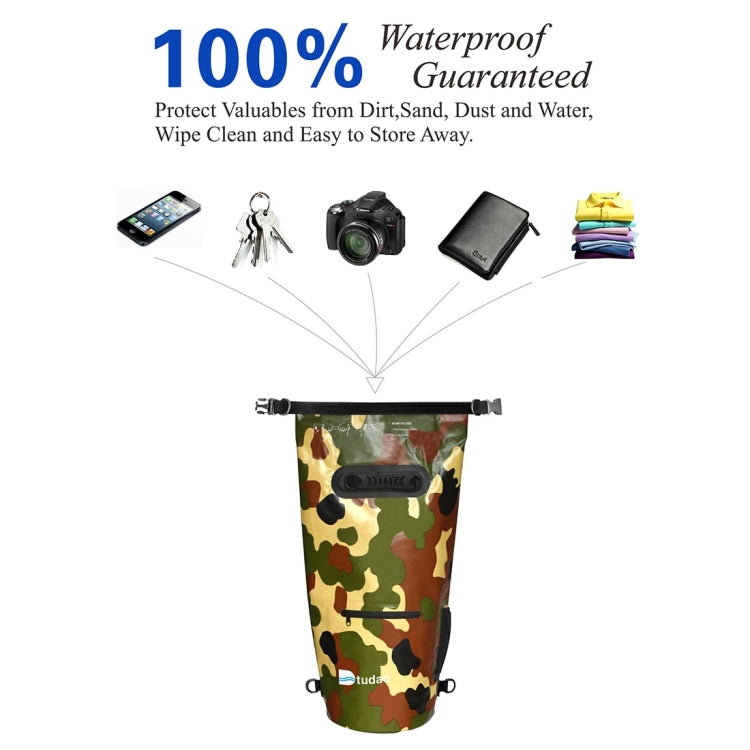 Dtudao Outdoor Waterproof Dry Bag Dry Sack with Dual Shoulder Strap & Bottle Holder, Capacity: 20L