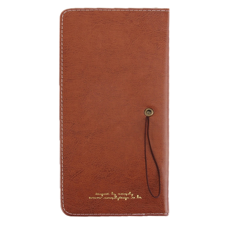 Multi-function Long Style Two-folding Leather Passport Travel Wallet Certificates Ticket Case with Card Slots &Wallet & Pen Strap(Brown)