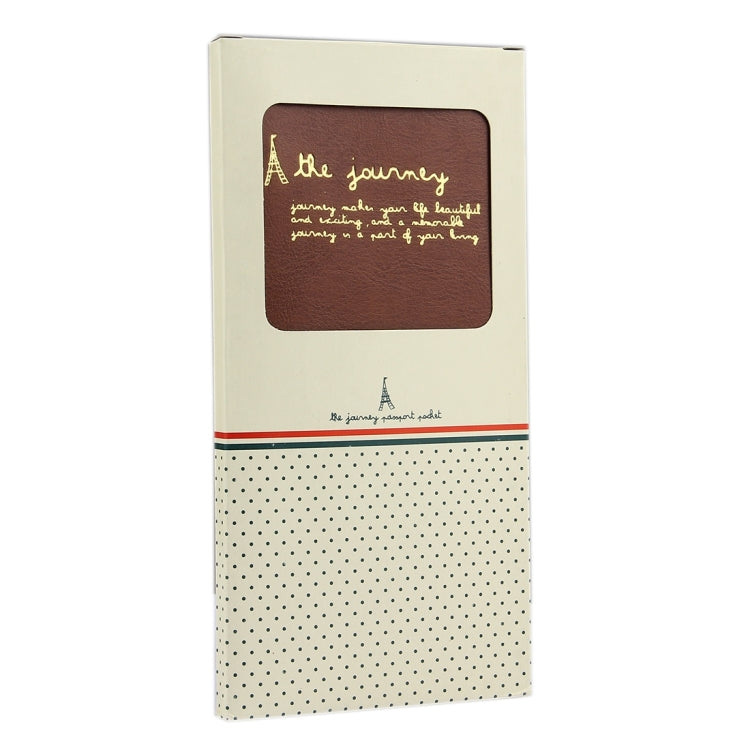 Multi-function Long Style Two-folding Leather Passport Travel Wallet Certificates Ticket Case with Card Slots &Wallet & Pen Strap(Brown)