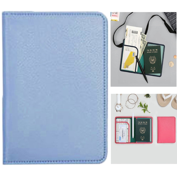 Multi-function Short Style Leather Passport Travel Wallet Certificates Ticket Case with Card Slots &Wallet & Pen Strap