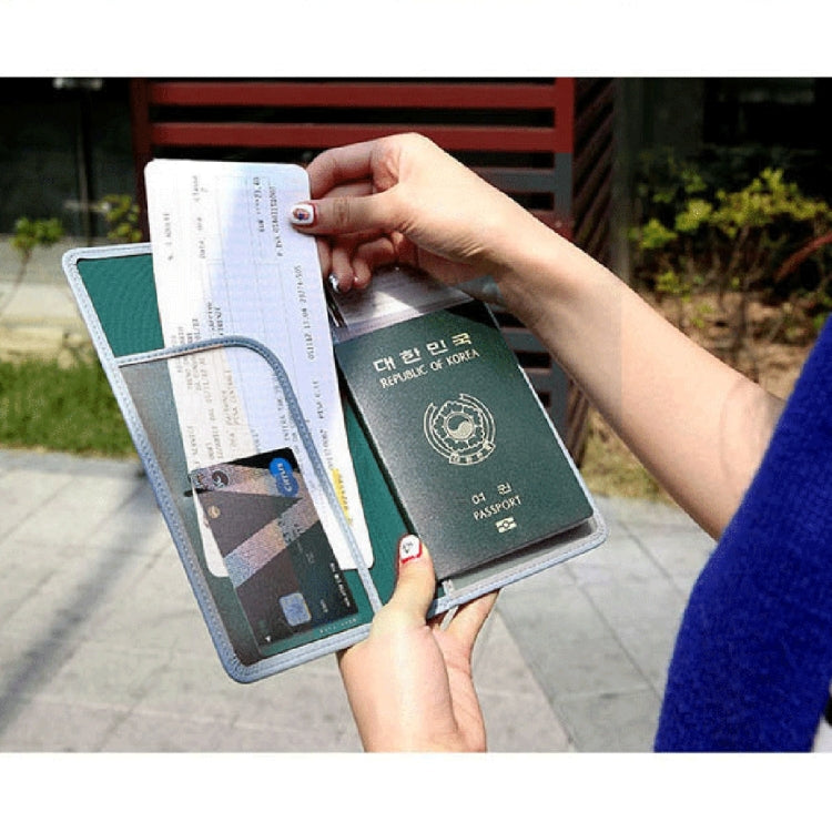 Multi-function Long Style Leather Passport Travel Wallet Certificates Ticket Case with Card Slots &Wallet & Pen Strap