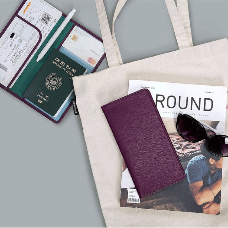 Multi-function Long Style Leather Passport Travel Wallet Certificates Ticket Case with Card Slots &Wallet & Pen Strap