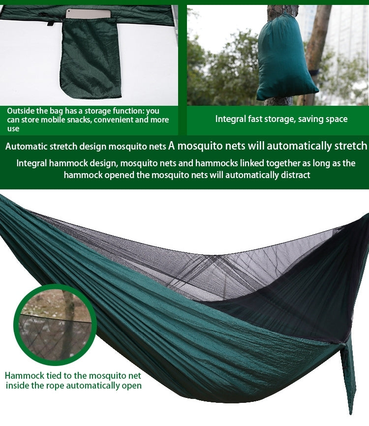 Outdoor Nylon Taffeta Hammock Portable Beach Swing Bed with Mosquito Net, Size: 2.6 x 1.4m
