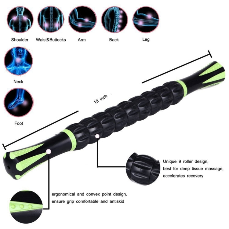 Yoga Health Care Nine Rollers Neck Leg Hand 3D Muscle Massage Stick, Random Color Delivery