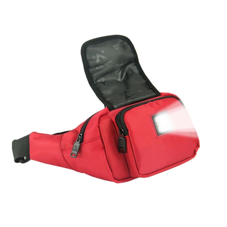 Playking  F1321 Multi-functional Unisex Running Outdoor Sports Water Bottle Waist Bag with LED Light(Red)