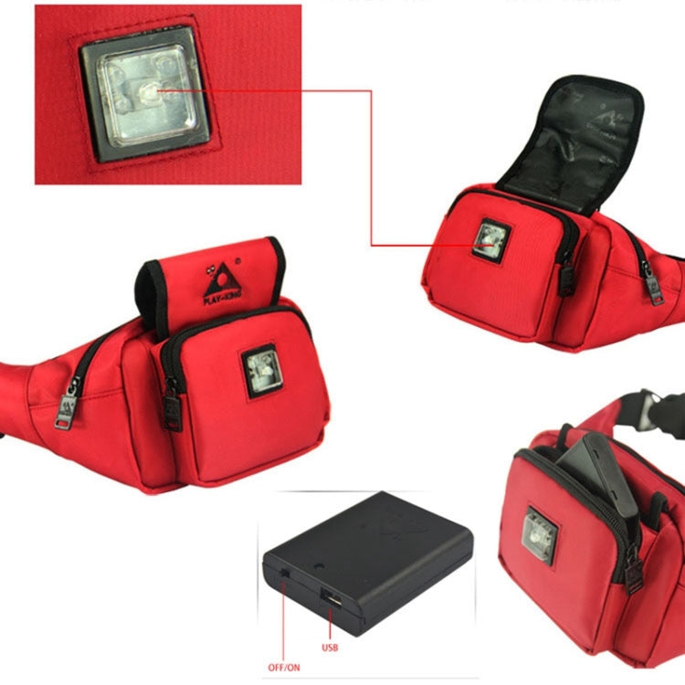 Playking  F1321 Multi-functional Unisex Running Outdoor Sports Water Bottle Waist Bag with LED Light(Red)