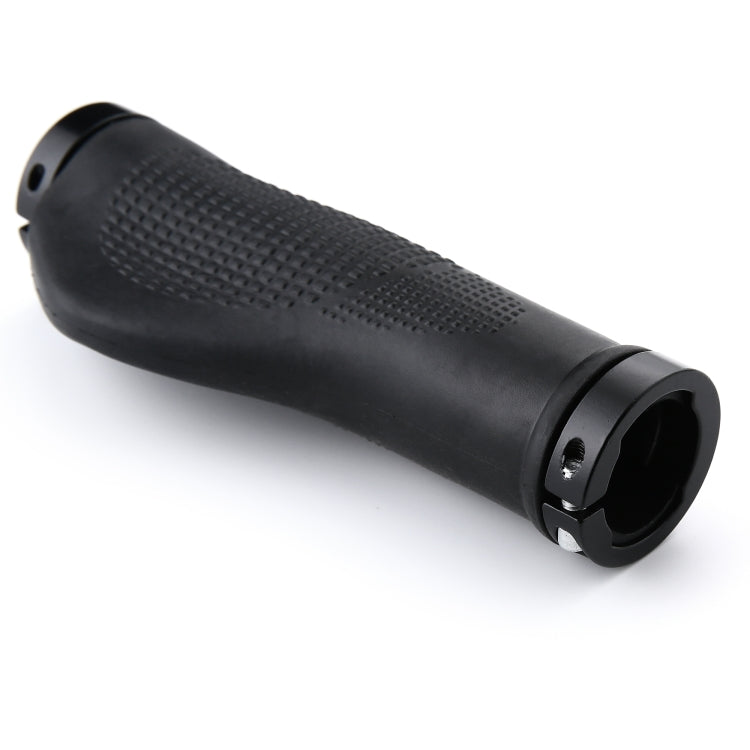 1 Pair AG21 Rubber +  Alloy Lock-Rings Bicycle Flat Handlebar Grip(Black)