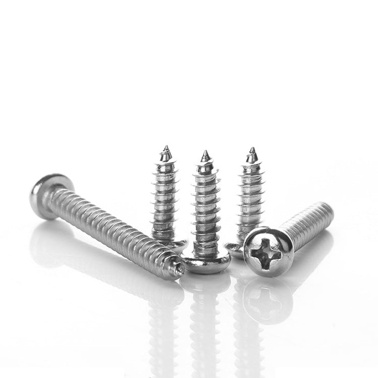 200 PCS 201 Stainless Steel Cross Round-headed Tapping Thread Screw, M3x6