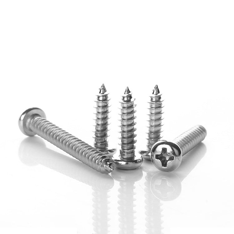 200 PCS 201 Stainless Steel Cross Round-headed Tapping Thread Screw, M4x8