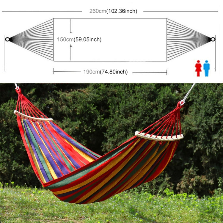 Outdoor Rollover-resistant Double Person Canvas Hammock Portable Beach Swing Bed with Wooden Sticks, Size: 190 x 150cm