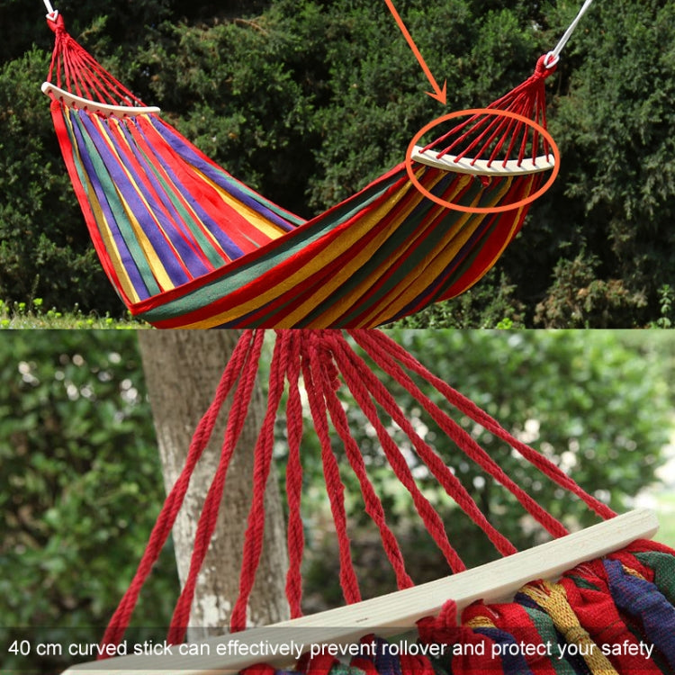 Outdoor Rollover-resistant Double Person Canvas Hammock Portable Beach Swing Bed with Wooden Sticks, Size: 190 x 150cm