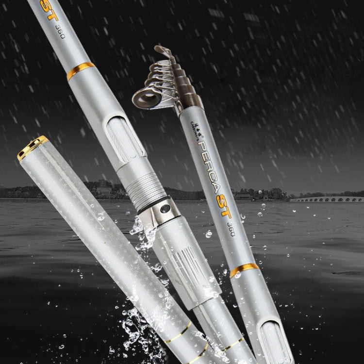 2.4m 5 Sections Silver Portable Pocket Fiberglass Fiber Fishing Rod Poles