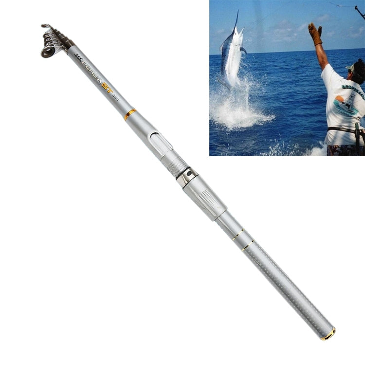 2.7m 5 Sections Silver Portable Pocket Fiberglass Fiber Fishing Rod Poles