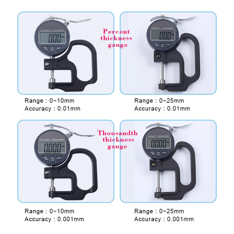 0-10mm Range Digital Display Micrometer Thickness Gauge
