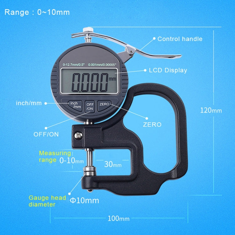 0-10mm Range Digital Display Micrometer Thickness Gauge