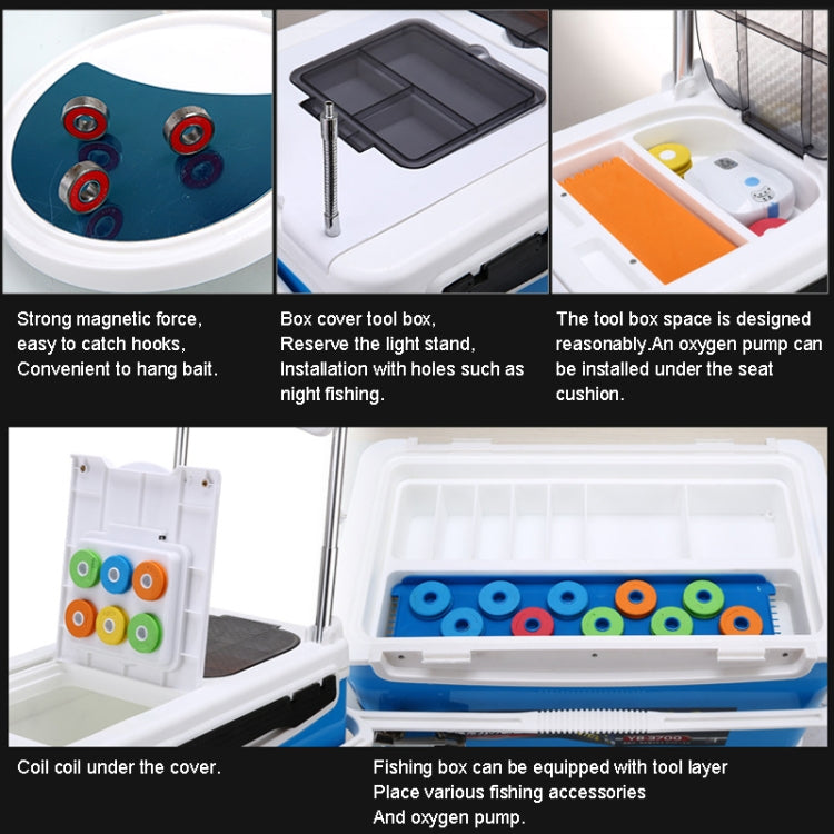 Multifunction Fishing Box Chair with Bait Tray & Umbrella Stand & Fishing Rod Stand Fishing Kit