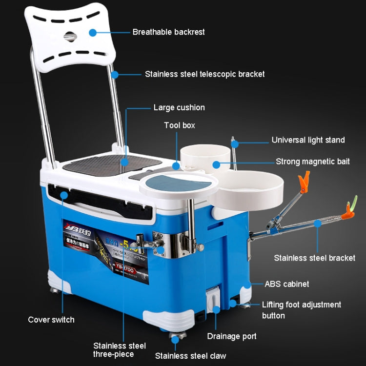 Multifunction Fishing Box Chair with Bait Tray & Umbrella Stand & Fishing Rod Stand Fishing Kit