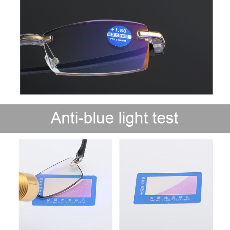 Rimless Anti Blue-ray Blue Film Lenses Presbyopic Glasses, +4.00D