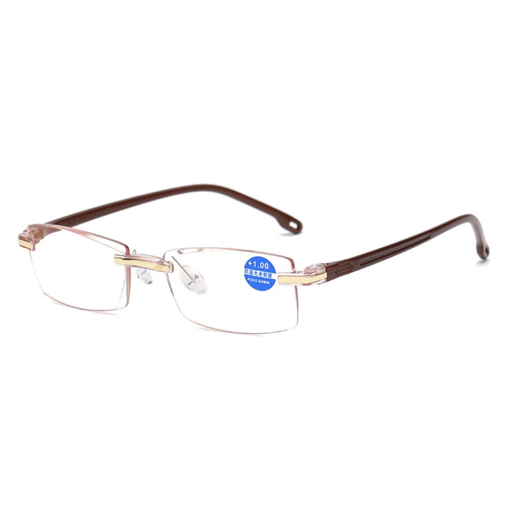 Rimless Anti Blue-ray Blue Film Lenses Presbyopic Glasses, +2.50D