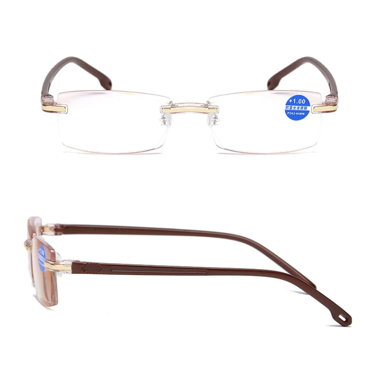 Rimless Anti Blue-ray Blue Film Lenses Presbyopic Glasses, +3.00D