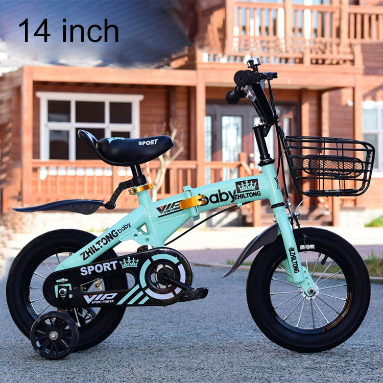 ZHILTONG 5166 14 inch Foldable Portable Children Pedal Mountain Bike with Front Basket & Bell, Recommended Height: 100-115cm