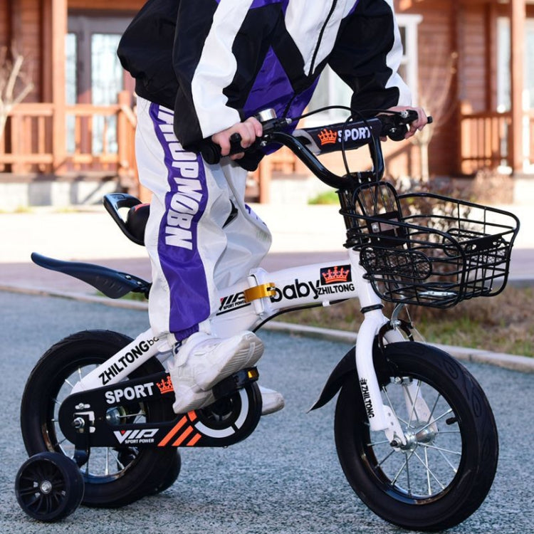 ZHILTONG 5166 14 inch Foldable Portable Children Pedal Mountain Bike with Front Basket & Bell, Recommended Height: 100-115cm