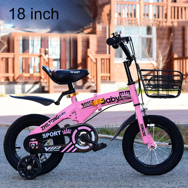 ZHILTONG 5166 18 inch Foldable Portable Children Pedal Mountain Bike with Front Basket & Bell, Recommended Height: 120-135cm