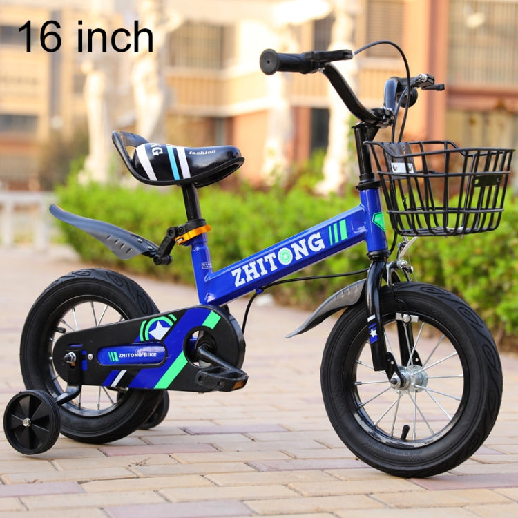 ZHITONG 8366 16 inch Fashion Version Children High Carbon Steel Frame Balance Car Pedal Bicycle with Front Basket & Bell, Recommended Height: 110-125cm