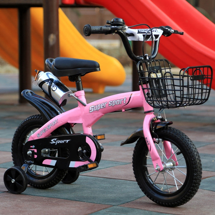 5188 14 inch Sports Version Children High Carbon Steel Frame Pedal Bicycle with Front Basket & Bell, Recommended Height: 98-115cm