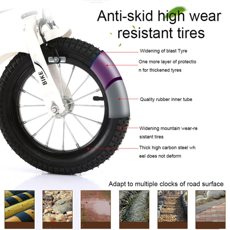 5188 14 inch Sports Version Children High Carbon Steel Frame Pedal Bicycle with Front Basket & Bell, Recommended Height: 98-115cm