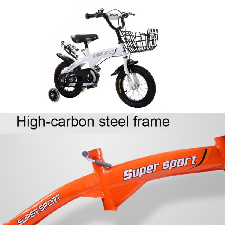 5188 16 inch Sports Version Children High Carbon Steel Frame Pedal Bicycle with Front Basket & Bell, Recommended Height: 108-125cm(Orange)