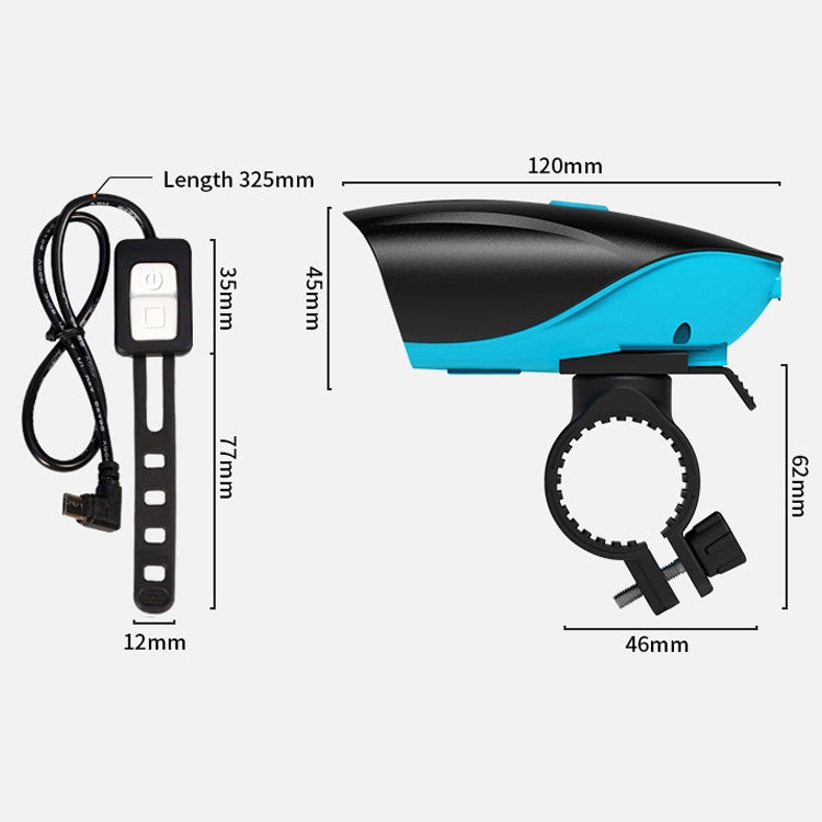 USB Charging Bike LED Riding Light, Charging 3 Hours with Horn & Line Control