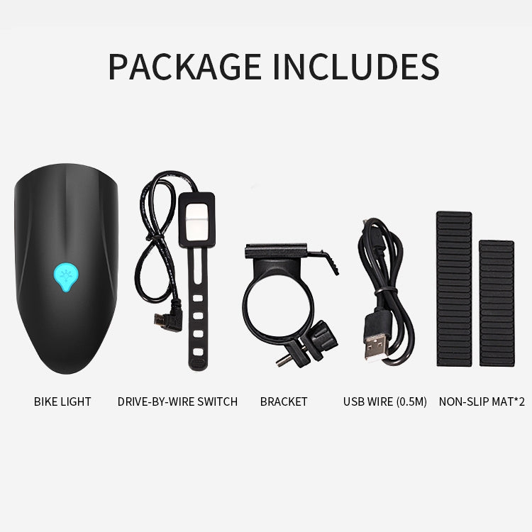 USB Charging Bike LED Riding Light, Charging 3 Hours with Horn & Line Control