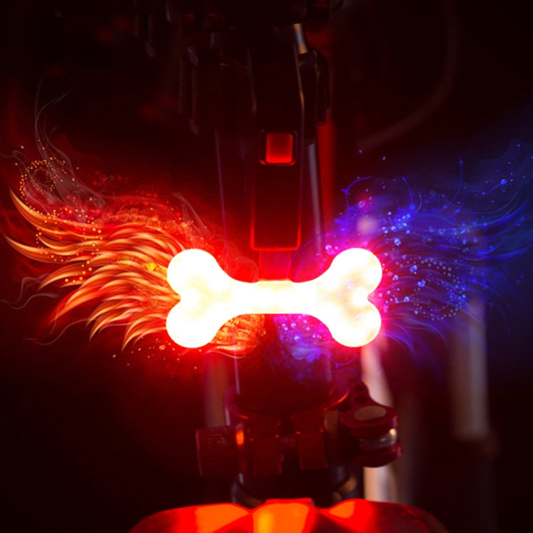 USB Charging Red Blue Color Riding Light Rear Lamp Safety Warning Light (Bone Style)